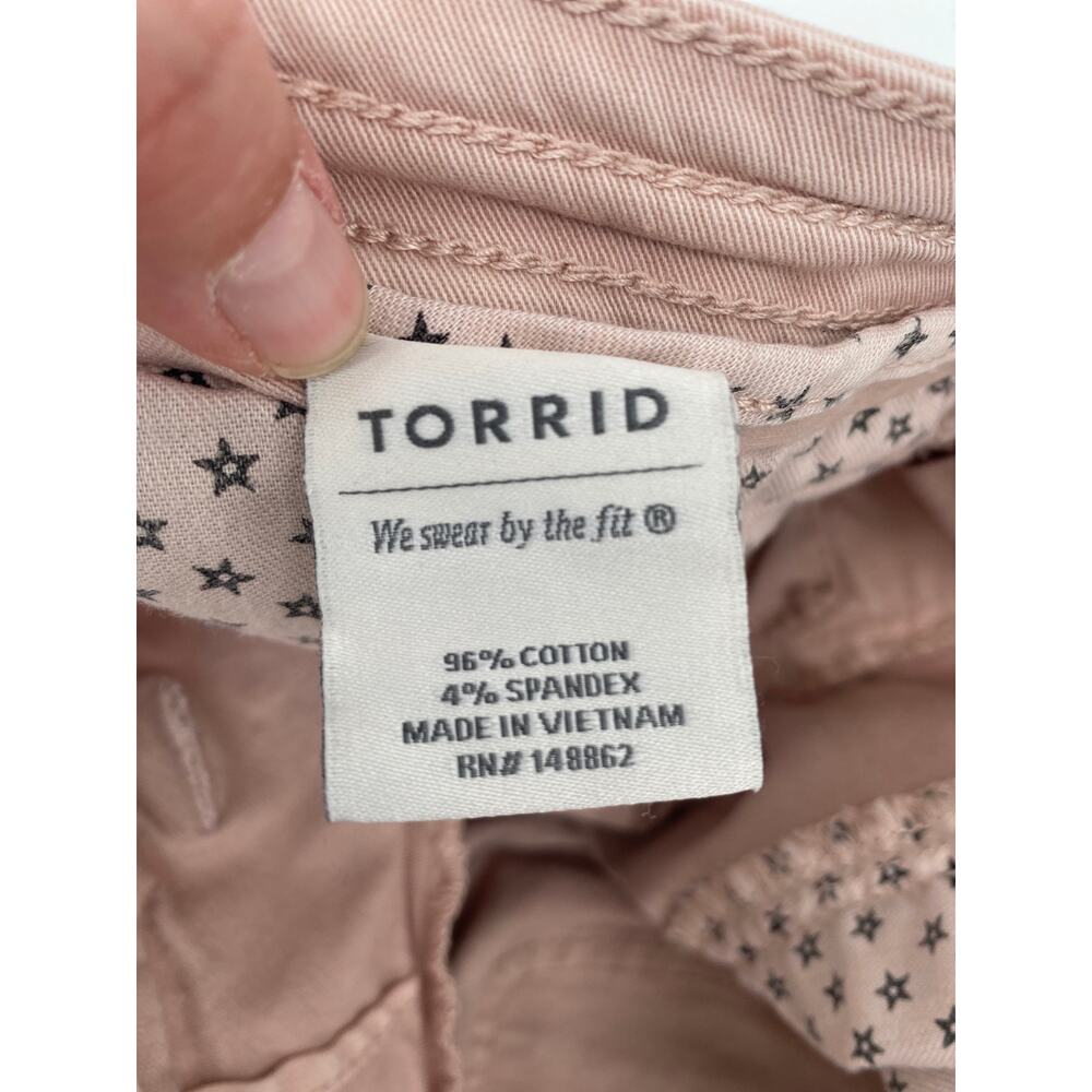 Torrid Pink Jean Roll Hem Shorts Slant Pockets Button size 14 - Picture 6 of 11